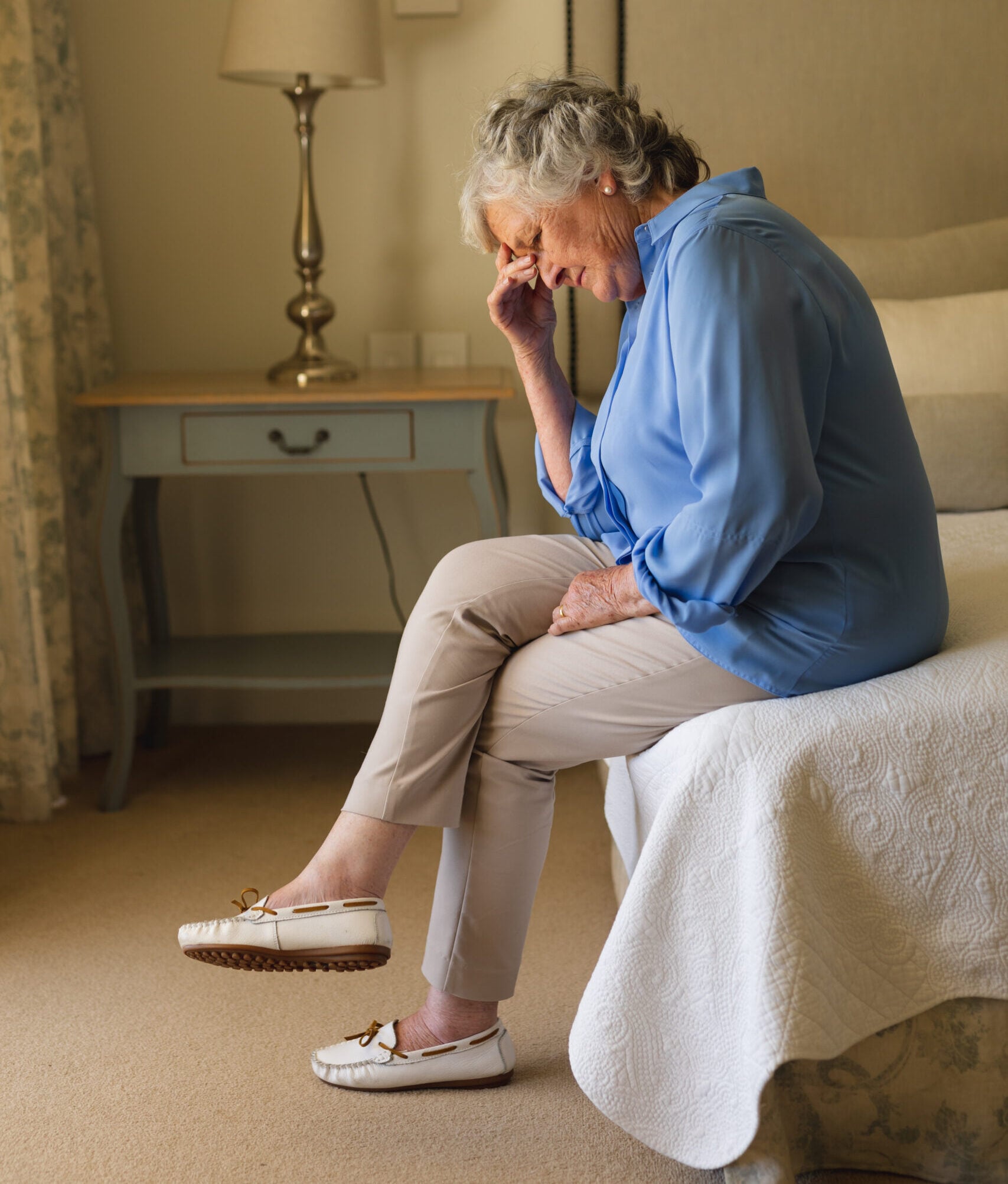 sad upset senior at home needs 5 star home health care Taunton MA